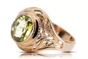 Пръстен Винтидж крафт Yellow Peridot 14K розово червено злато vrc012r-yp Art Deco Съветски руски стил СССР